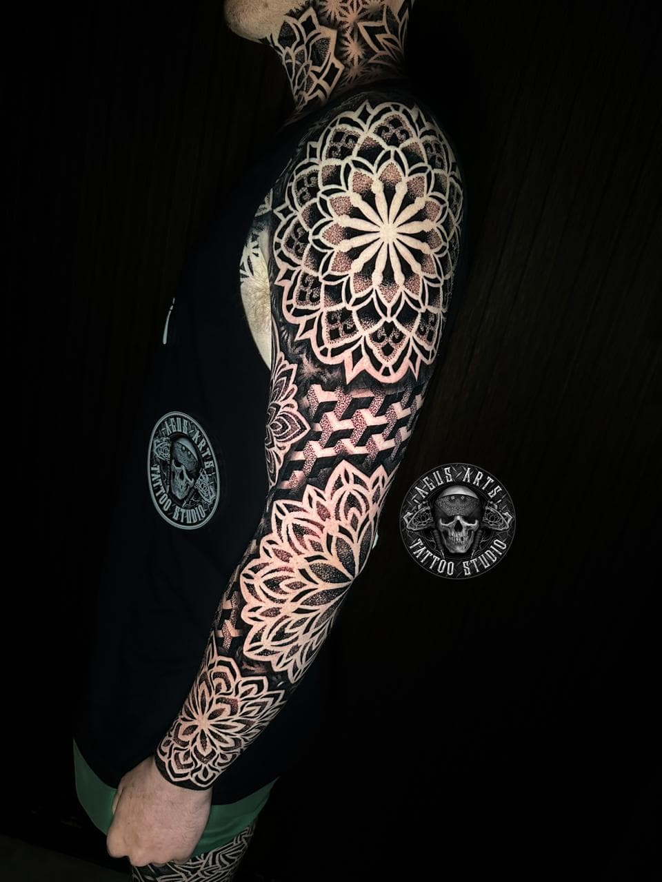 Watercolor flower tattoo on shoulder